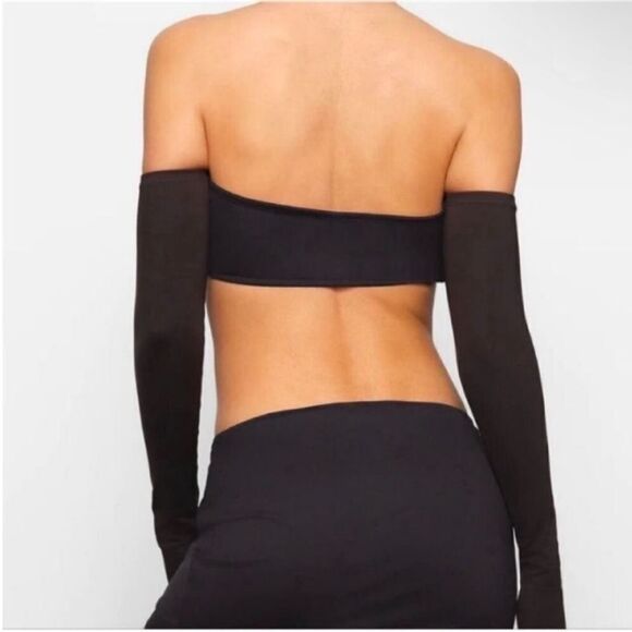 Skims NWT Recycled Swim Long Sleeve Bikini Top in Onyx Size Large - Picture 3 of 7